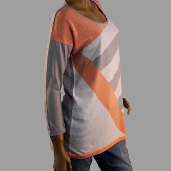 Angel Apparel Women Size Medium Tunic Top Cross Stripe Color Block - Picture 4 of 9